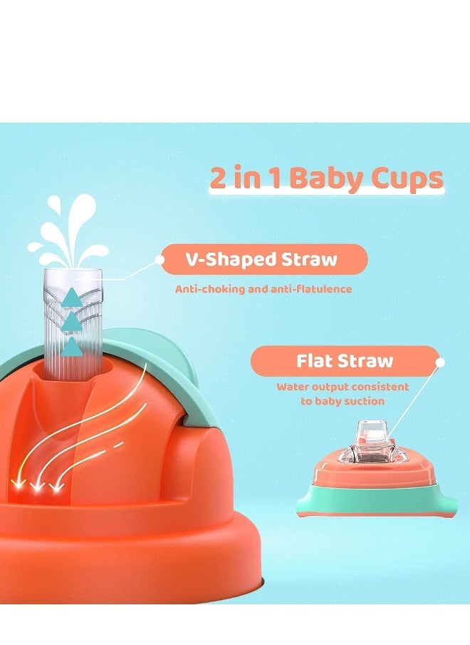 Sippy Cups for 1+ Year Old with Spout & Straw, PPSU No Spill Sippy Cups with Weighted Straw, Spill Proof Training Toddler Cups With Handle for Baby 6+ Months - (11 Oz)