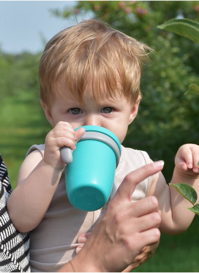 Küp Silicone Toddler Straw Sippy Cup - 4-in-1 Durable Spill Proof Cups for Kids, Travel Transition Training Cups for Babies, Includes Food Grade Lid and Straw - (Aqua)