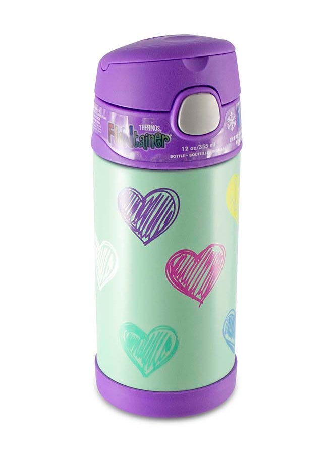 Stainless Steel Vacuum Insulated Hydration Bottle with Easy-Sip Straw Leak-Proof Lid - 355ml Hearts