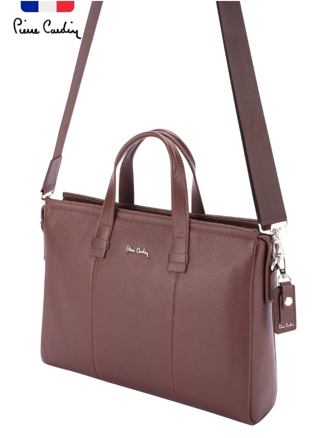 Premium Business Laptop Briefcase 15.6-Inch Laptop Bag Large Capacity Messenger Bag Soft Top Handle Handbag with Long Straps Travel Office Work Black