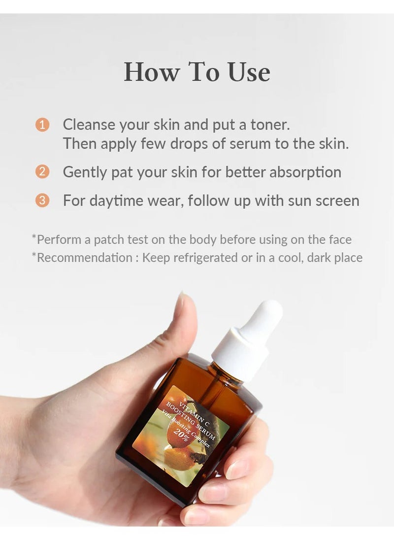 Vitamin C Boosting Serum for Face, Anti Aging and Skin Brightening Serum, 20% Vita Boosting Complex, 8 dIfferenct Hyaluronic Acid, Facial Serum for Dark Spots, Fine Lines, Uneven Skin Tone 30ml