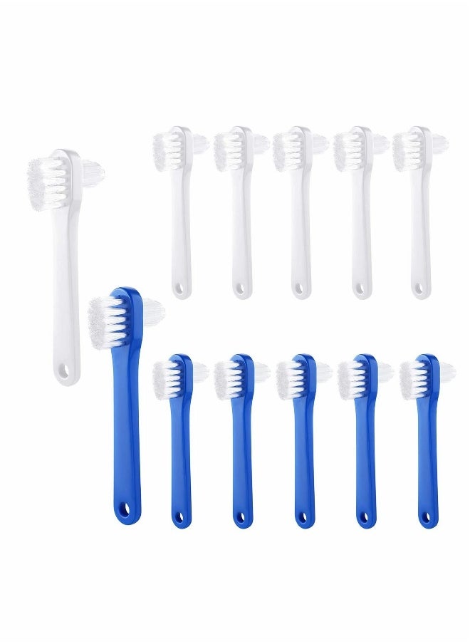 Denture Brush, Denture Dedicated Toothbrush, Dual Head Toothbrushes Hard Denture Cleaning Brush Multi-Layered Bristles Portable Denture Cleaning Tool 2 Colors