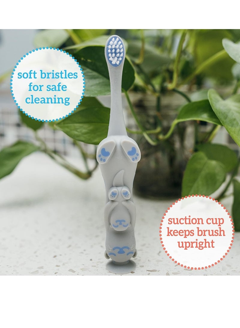 Otter Toddler Toothbrush, Soft Bristles with Suction Cup for Storage, BPA Free, Ages 1-4, 1-Pack