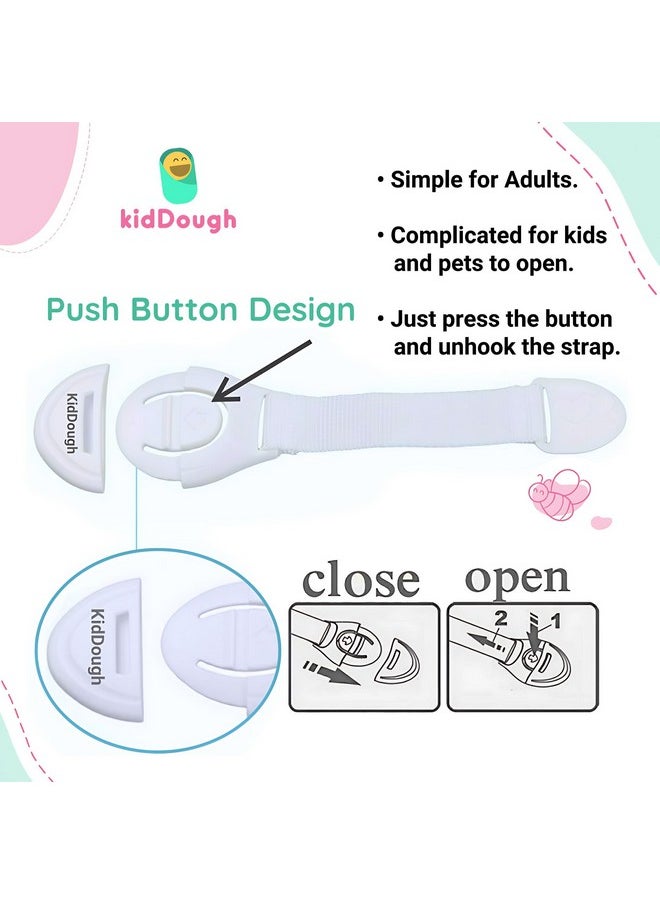 Furniture Safety Locks For Kids - Pack Of 4 Brown + 4 Grey Locks, Child Safety Locks For Drawers, Cabinets, Fridge, Cupboard Lock, Strong And Adhesive Safety Locks