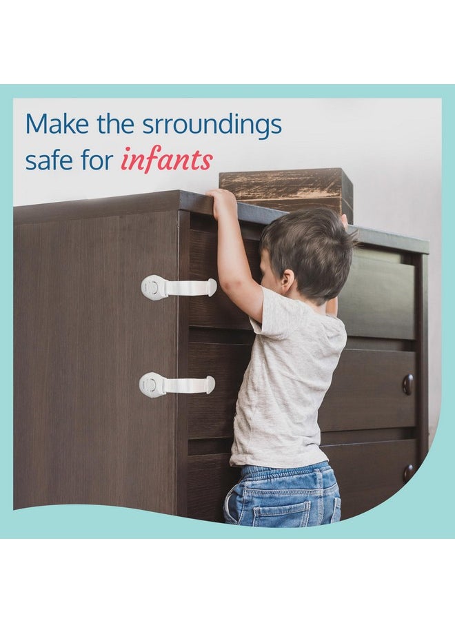Baby Safety Furniture Locks, Pack Of 10 ; Adjustable And Flexible With 3M Adhesive