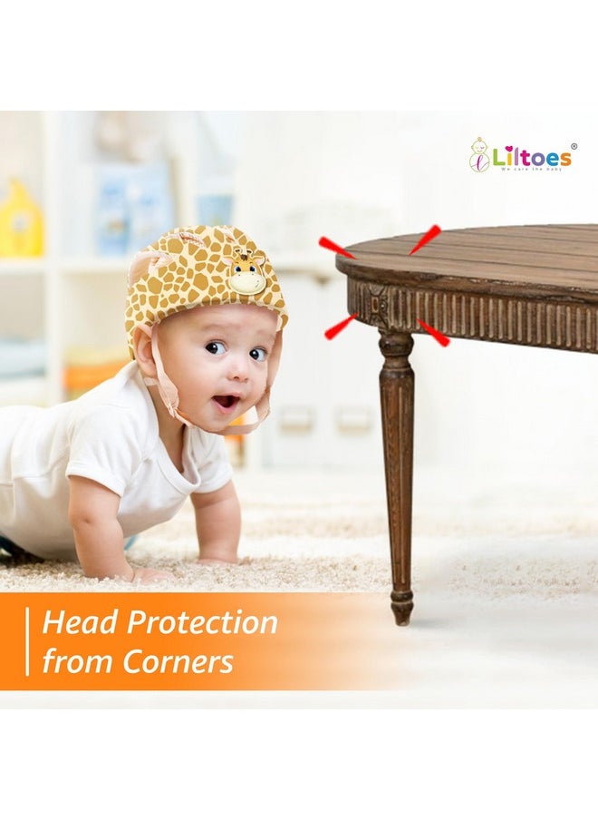 Baby Head Protector For Safety Of Kids 6M To 3 Years- Baby Safety Helmet With Proper Air Ventilation & Corner Guard Protection + 1 Pair Knee Pad + 1 Pair Elbow Pad (Ladder Girrafe)