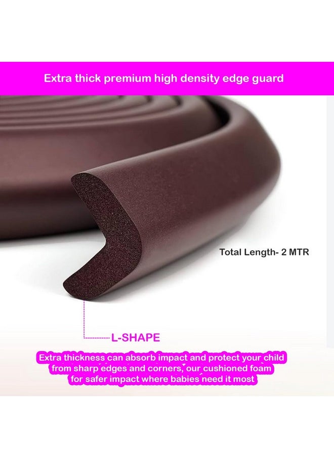 ® (Set Of 2), Soft Cushioned 6.4 Ft / 2 Mtr Medium Edge Guards With Strong 3M Adhesive, Safety For Sharp Edges For Babies- Brown