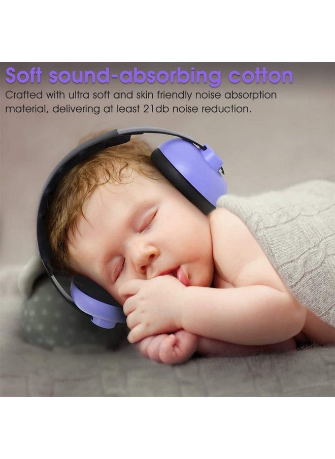 ® Ear Muffs For Kids Baby Ear Protection Noise Canceling Headphones For Baby Sleep Flight Travel, Baby Hearing Protection Earmuffs For Baby Toddler Kids 0-3 (Purple)