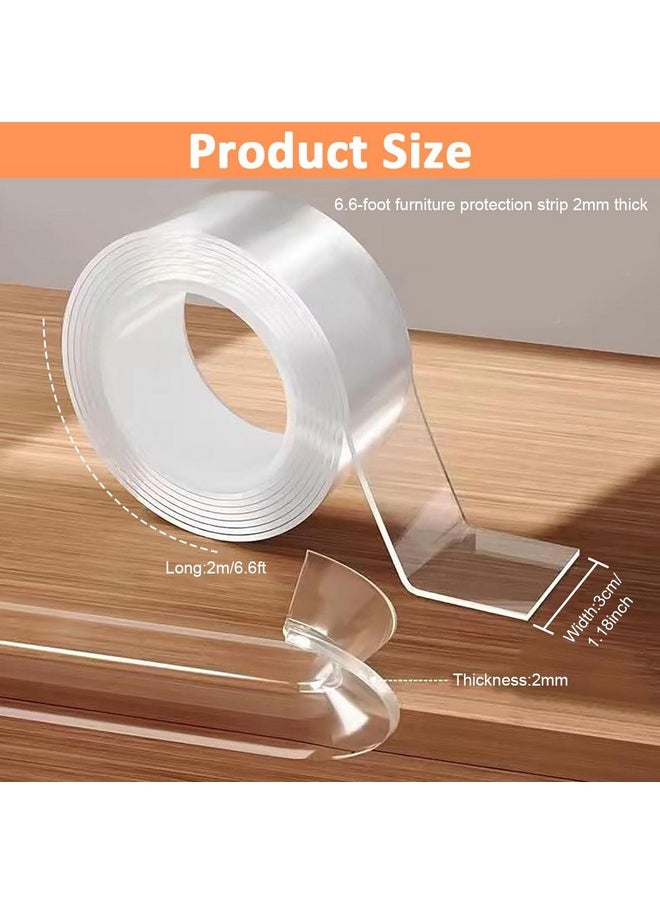 ® 6.6Ft Baby Proofing Strip 2Mm Thickness Child-Proof Corner Protector Strip Cuttable Transparent Silicone Self-Adhesive Furniture Protector For Table Edge, Corners, Cabinet, Drawer