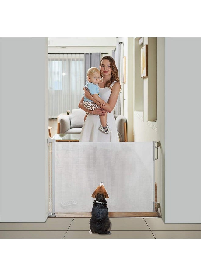 Baby And Pet Safety Retractable Gate Space Saving 120 Cm Length And 86 Cm High For Doorway Staircase