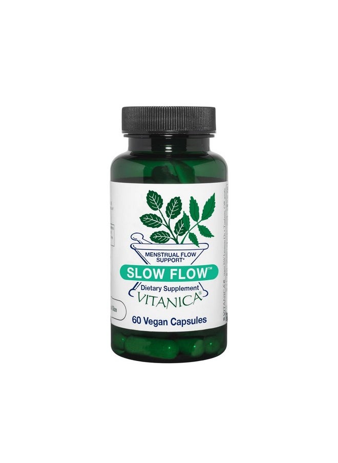 Vitanica Slow Flow, Menstrual Flow Support, Vegan, 60 Capsules (Slow Flow Pro Logo)