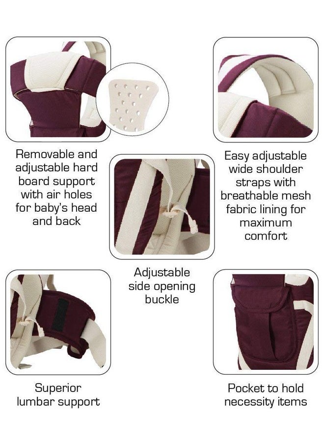 4-In-1 Adjustable Baby Carrier Cum Kangaroo Bag/Baby Carry Sling/Back/Front Carrier For Baby With Safety Belt And Buckle Straps For 0-18 Months Baby(Purple), Kid