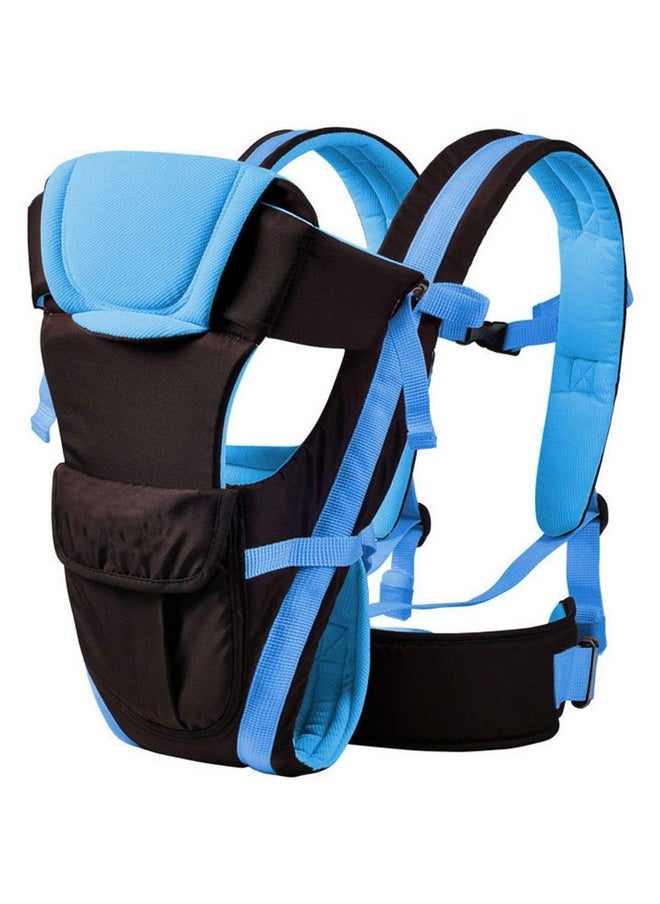 4-In-1 Adjustable Baby Carrier Cum Kangaroo Bag/Baby Carry Sling/Back/Front Carrier For Baby With Safety Belt And Buckle Straps (Black & Sky Blue), Kid