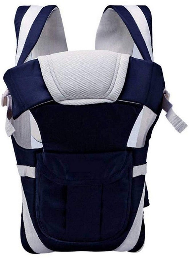 Adjustable Hands-Free 4-In-1 Baby Carrier Cum Kangaroo Bag/Sling Bag With Comfortable Head Support & Buckle Straps For 0-18 Months Baby (Blue), Infant