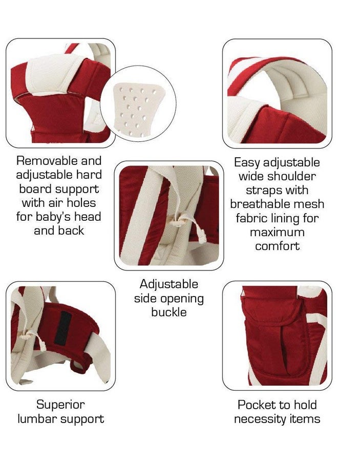 4-In-1 Adjustable Baby Carrier Cum Kangaroo Bag/Baby Carry Sling/Back/Front Carrier For Baby With Safety Belt And Buckle Straps For 0-18 Months (Maroon), Kid