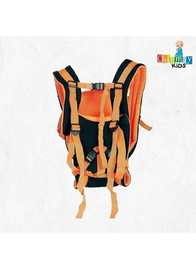 Adjustable Baby Carrier Cum Kangaroo Bag/Baby Carry Sling/Back/Front Carrier For Baby With Safety Belt And Buckle Straps For 0-18 Months Baby (Orange)