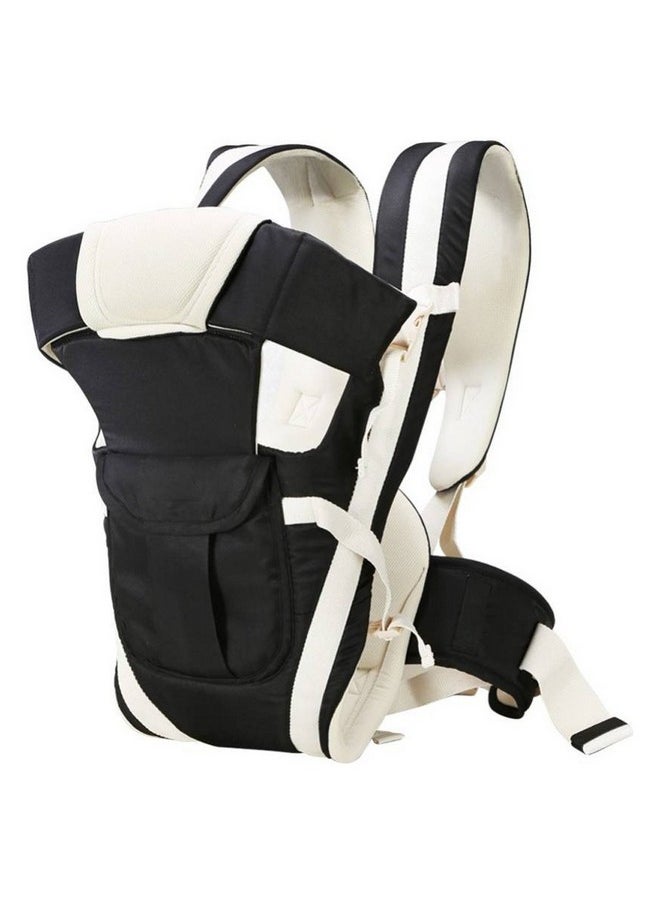 Adjustable Hands-Free 4-In-1 Baby Carrier Cum Kangaroo Black Bag With Comfortable Head Support & Buckle Straps For 0-18 Months Baby, Toddler