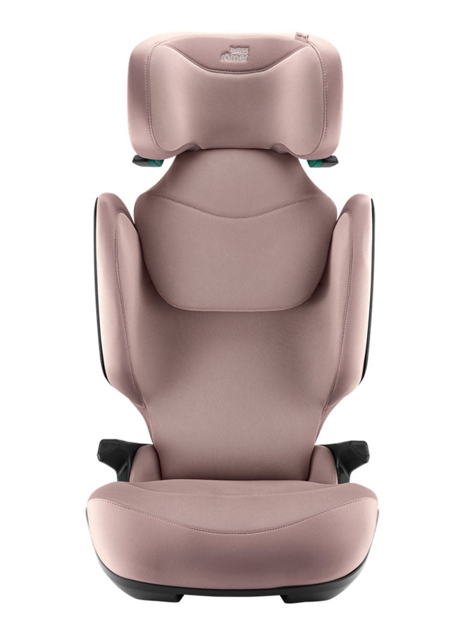 Kidfix Pro M Highback Booster Car Seat - 3.5 Years To 12 Years, Protective Headrest, Quick-Remove Cover, Three Seats In A Row, Made In Germany -  Dusty Rose