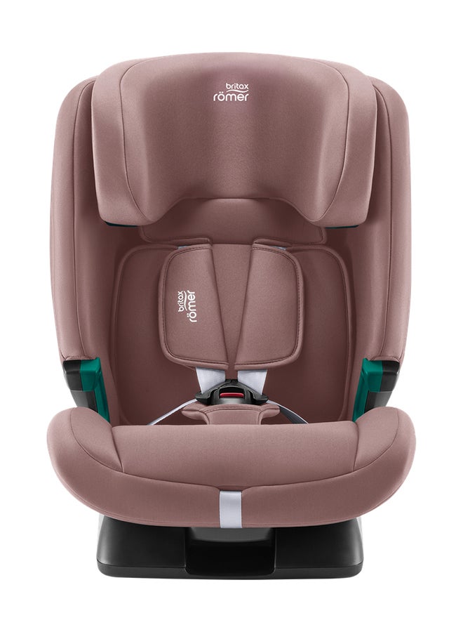 Evolvafix Highback Booster Car Seat - 15 Months To 12 Years, 5-Point Harness, Flip&Grow Conversion, Secureguard, Quick-Remove Cover For Comfort & Safety, Engineered In Germany - Dusty Rose