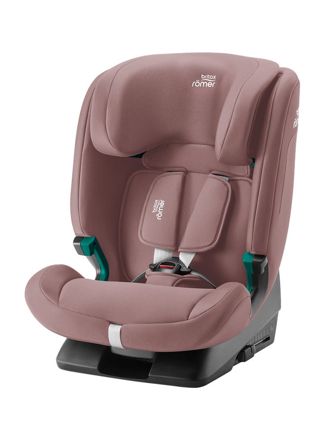 Evolvafix Highback Booster Car Seat - 15 Months To 12 Years, 5-Point Harness, Flip&Grow Conversion, Secureguard, Quick-Remove Cover For Comfort & Safety, Engineered In Germany - Dusty Rose