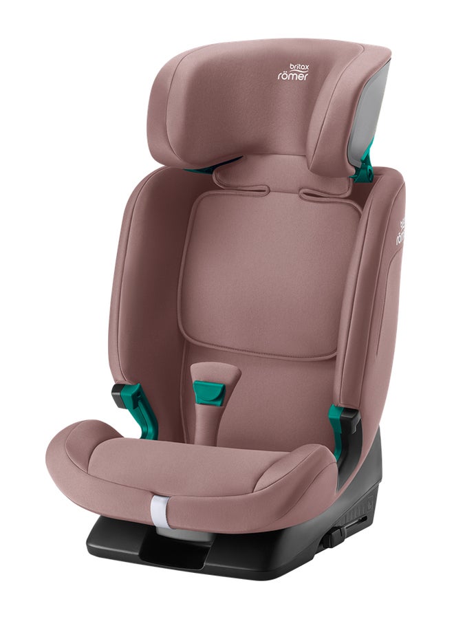 Evolvafix Highback Booster Car Seat - 15 Months To 12 Years, 5-Point Harness, Flip&Grow Conversion, Secureguard, Quick-Remove Cover For Comfort & Safety, Engineered In Germany - Dusty Rose