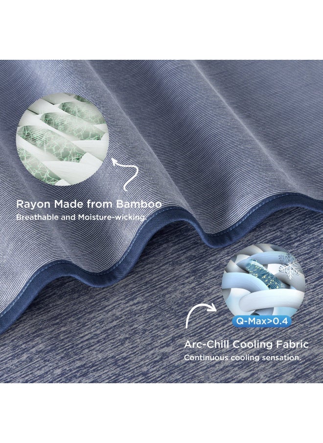 Bedsure Cooling Blanket Twin XL Size for Hot Sleepers - Summer Blanket Twin, Lightweight Cool Blanket, Breathable Blanket with Rayon Made from Bamboo, Cold Blankets for Night Sweats, 60×90, Indigo