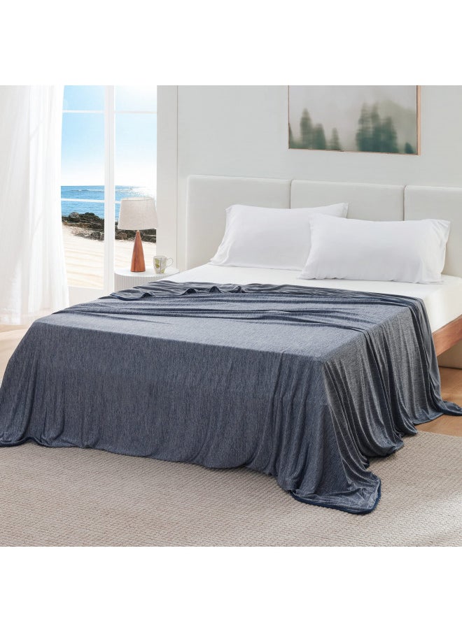 Bedsure Cooling Blanket Twin XL Size for Hot Sleepers - Summer Blanket Twin, Lightweight Cool Blanket, Breathable Blanket with Rayon Made from Bamboo, Cold Blankets for Night Sweats, 60×90, Indigo