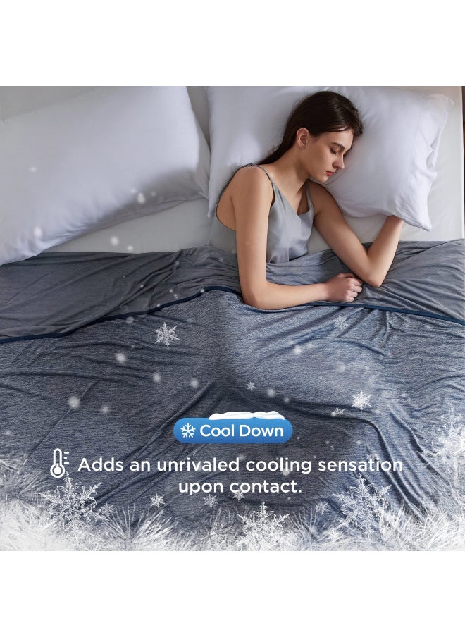 Bedsure Cooling Blanket Twin XL Size for Hot Sleepers - Summer Blanket Twin, Lightweight Cool Blanket, Breathable Blanket with Rayon Made from Bamboo, Cold Blankets for Night Sweats, 60×90, Indigo