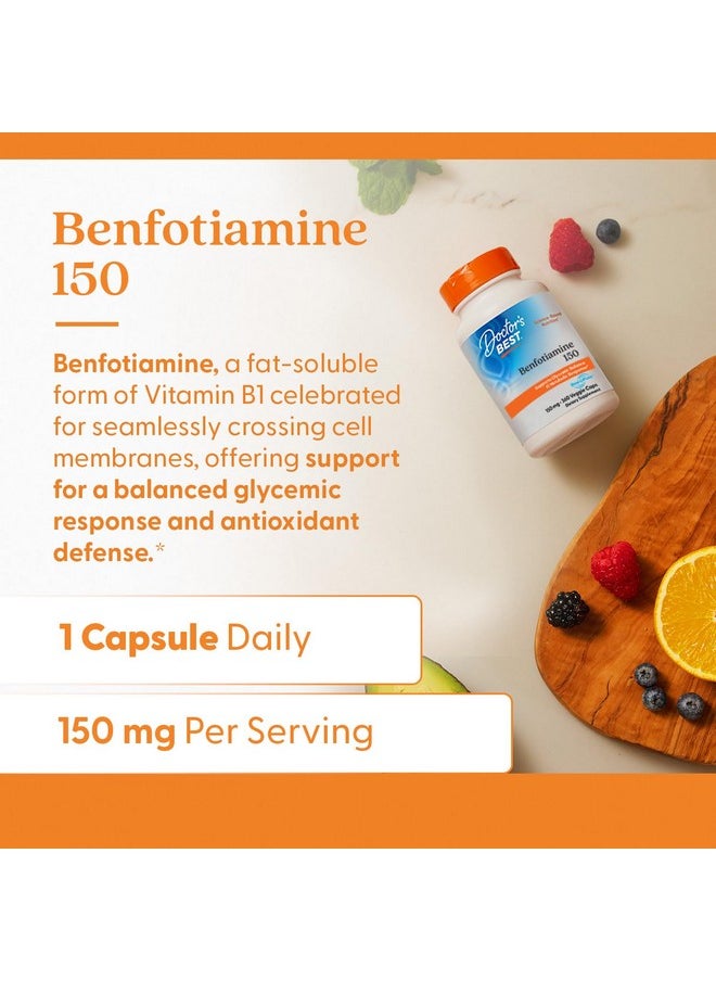 Doctor's Best Benfotiamine 150 with BenfoPure, Helps Maintain Glucose Metabolism, Non-GMO, Vegan, Gluten Free, Soy Free, 150 mg, 360 Veggie Caps