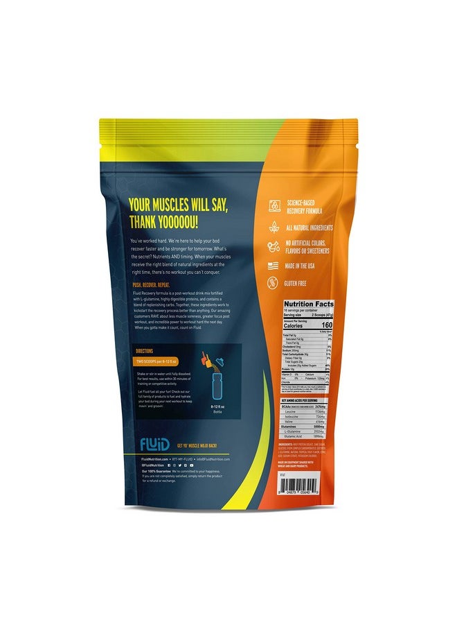 Fluid Recovery, Post-Workout Drink Mix, Whey Isolate Protein, L-Glutamine, Carbs, All Natural Ingredients, Gluten-Free, Lactose-Free (Tropical Fruit)