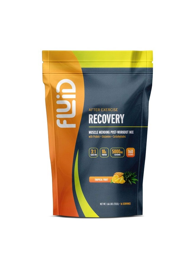 Fluid Recovery, Post-Workout Drink Mix, Whey Isolate Protein, L-Glutamine, Carbs, All Natural Ingredients, Gluten-Free, Lactose-Free (Tropical Fruit)