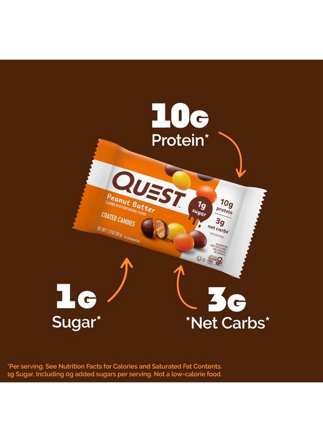 Quest Nutrition Coated Candies, Peanut Butter, 1g Sugar, 10g Protein, 4g Net Carbs, Gluten Free, Keto Friendly, 12 Count