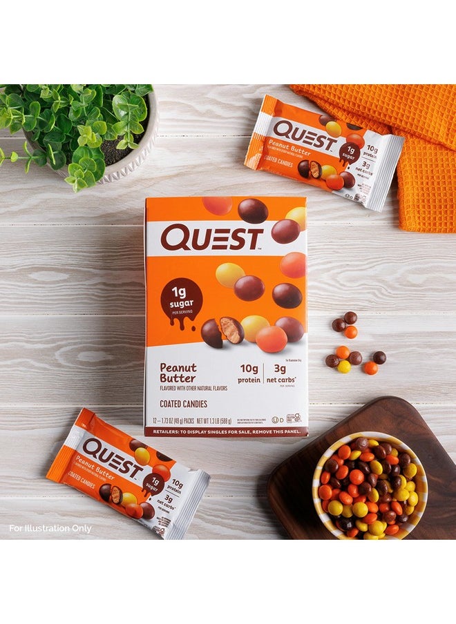 Quest Nutrition Coated Candies, Peanut Butter, 1g Sugar, 10g Protein, 4g Net Carbs, Gluten Free, Keto Friendly, 12 Count