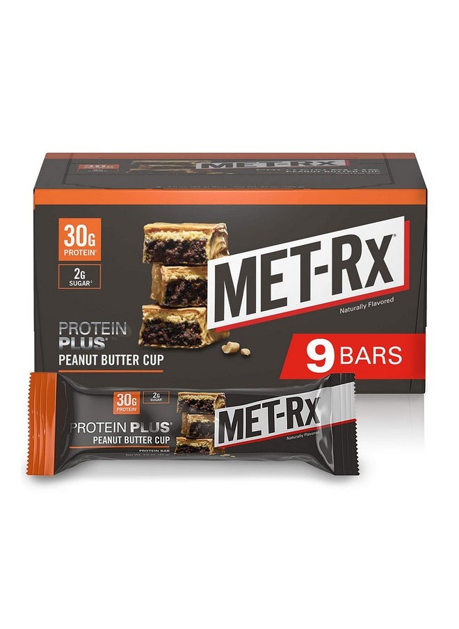 MET-Rx Protein Plus Bar, Great as Healthy Meal Replacement, Snack, and Help Support Energy, Gluten Free, Peanut Butter Cup, With Vitamin A, Vitamin C, and Zinc to Support Immune Health, 85 g,9 Count