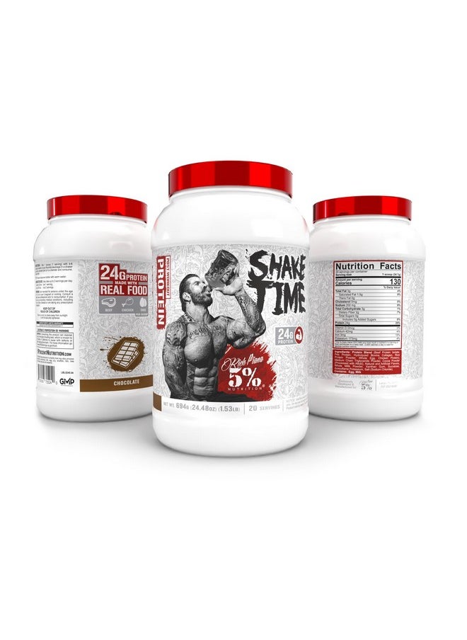 5% Nutrition Rich Piana Shake Time | 24g Animal-Based Protein Drink | Beef, Chicken, Whole Egg | No Sugar, Dairy, or Soy (Chocolate)