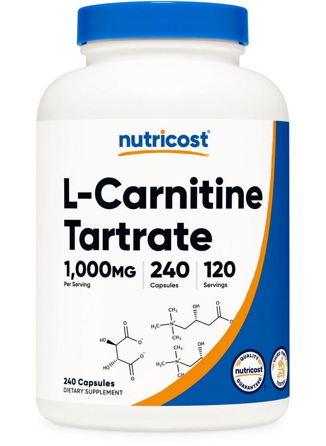 Nutricost L-Carnitine Tartrate 1,000mg, 240 Capsules - 500mg Per Capsule, 120 Servings