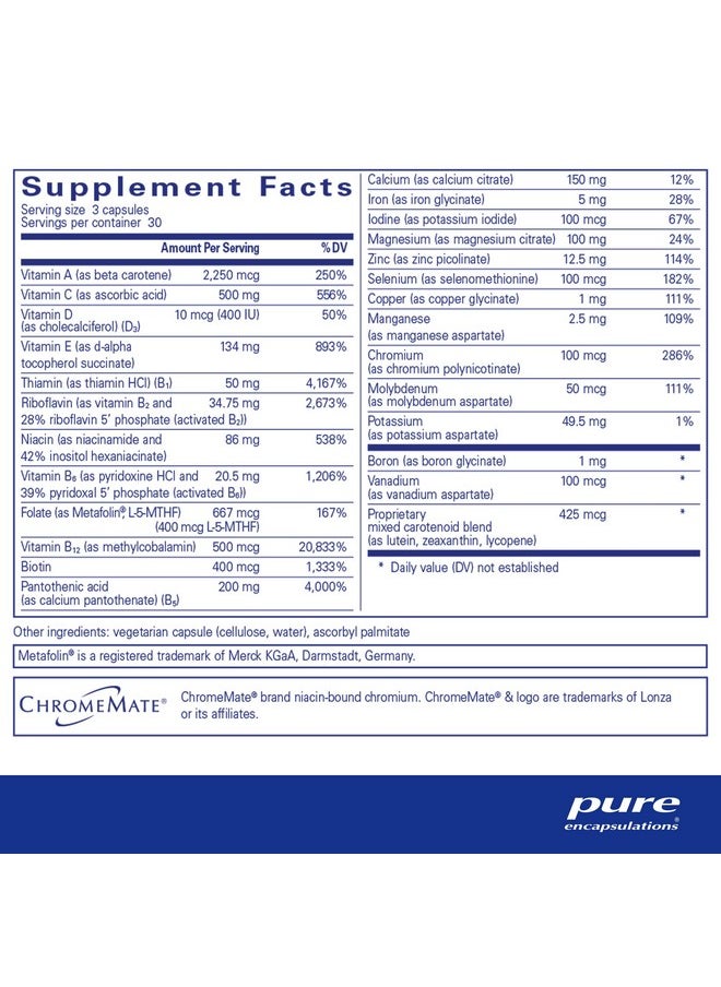 Pure Encapsulations Nutrient 950 | Multivitamin Mineral Supplement to Support Physiological Functions and a Healthy Lifestyle* | 90 Capsules