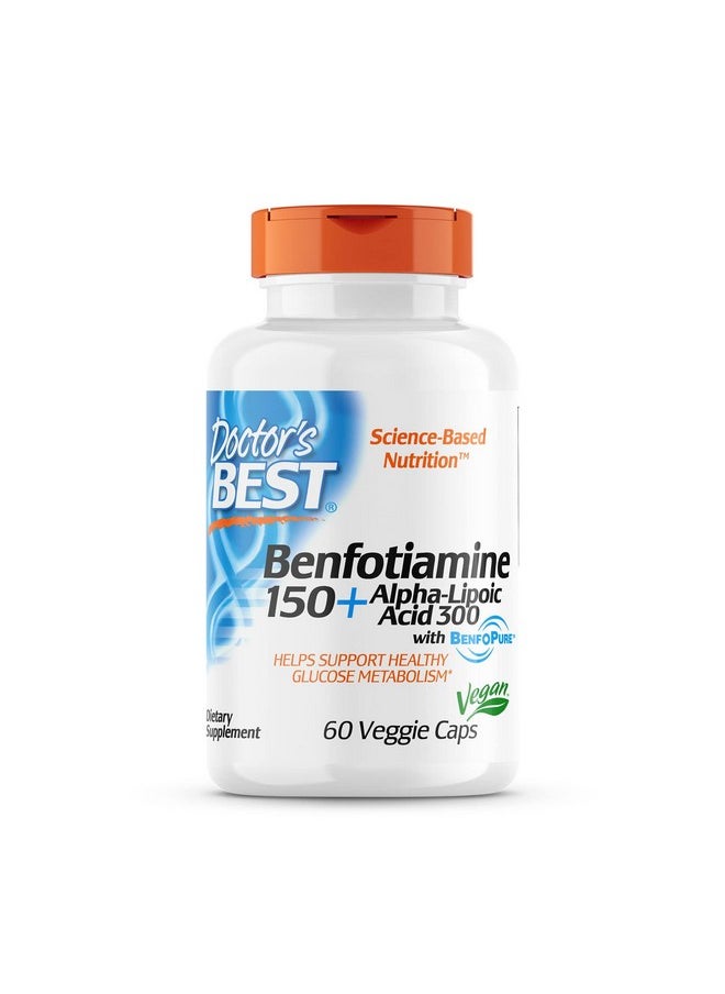 Doctor's Best Benfotiamine 150 + Alpha-Lipoic Acid 300, Non-GMO, Vegan, Gluten Free, Promotes Healthy Blood Sugar, 60 Veggie Caps