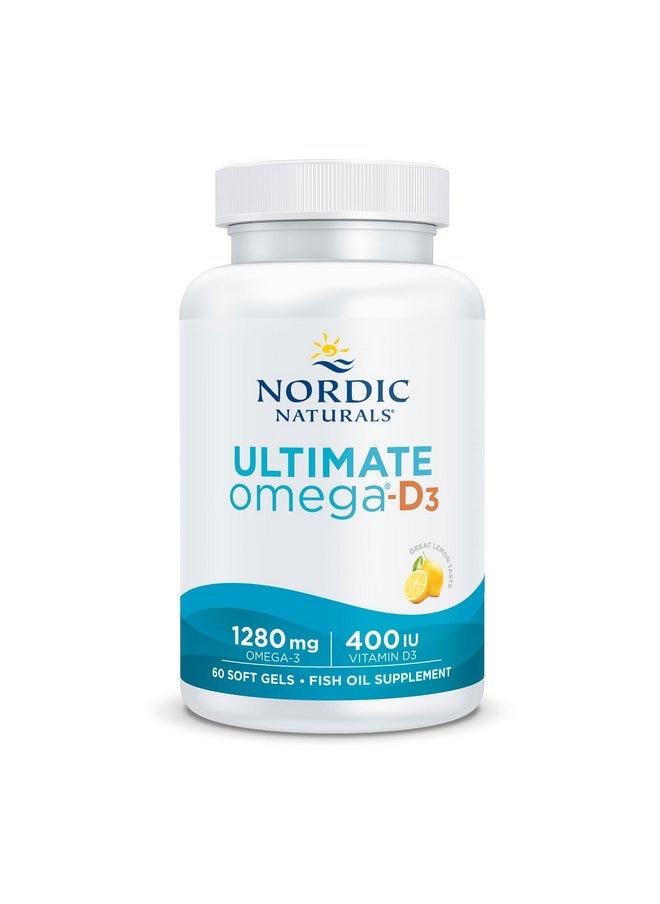 Nordic Naturals Ultimate Omega-D3, Lemon Flavor - 60 Soft Gels - 1280 mg Omega-3 + 1000 IU Vitamin D3 - Omega-3 Fish Oil - EPA & DHA - Promotes Brain, Heart, Joint, & Immune Health - 30 Servings