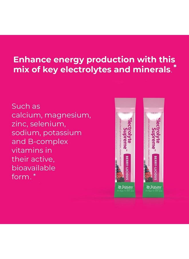 Jigsaw Health - Electrolyte Supreme - Broad Spectrum of Electrolytes + Trace Minerals - 60 Servings (60 Servings Packets, Berry)