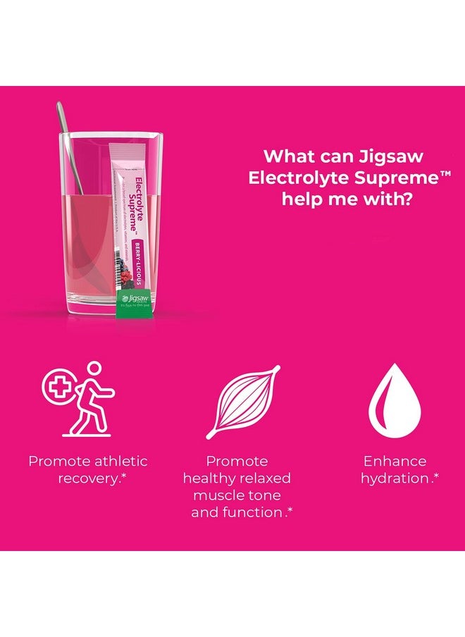 Jigsaw Health - Electrolyte Supreme - Broad Spectrum of Electrolytes + Trace Minerals - 60 Servings (60 Servings Packets, Berry)