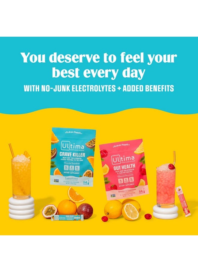 Ultima Replenisher Crave Killer Supplement & Electrolytes Powder - Tropical Fusion, 14 Stickpacks - Hydration Packets That Kick Cravings to The Curb