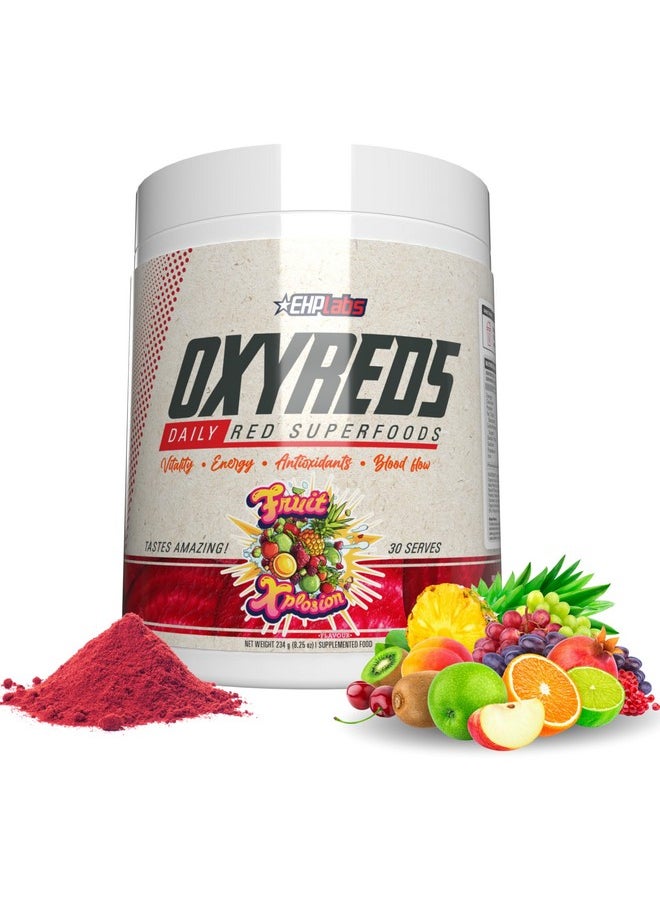 EHP Labs OxyReds Superfood Beets Powder - Nitric Oxide Supplement, Organic Beet Root Powder, Immune Support Supplement & Prebiotics for Digestive Health, Beet Powder - Fruit Xplosion, 30 Servings