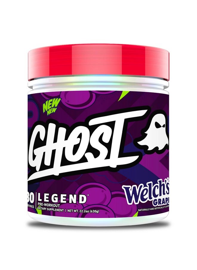 GHOST Legend V4 Pre-Workout Powder, Welch's Grape - 30 Servings - Pre-Workout for Men & Women with Choline, L-Citrulline, & Beta Alanine for Energy & Focus