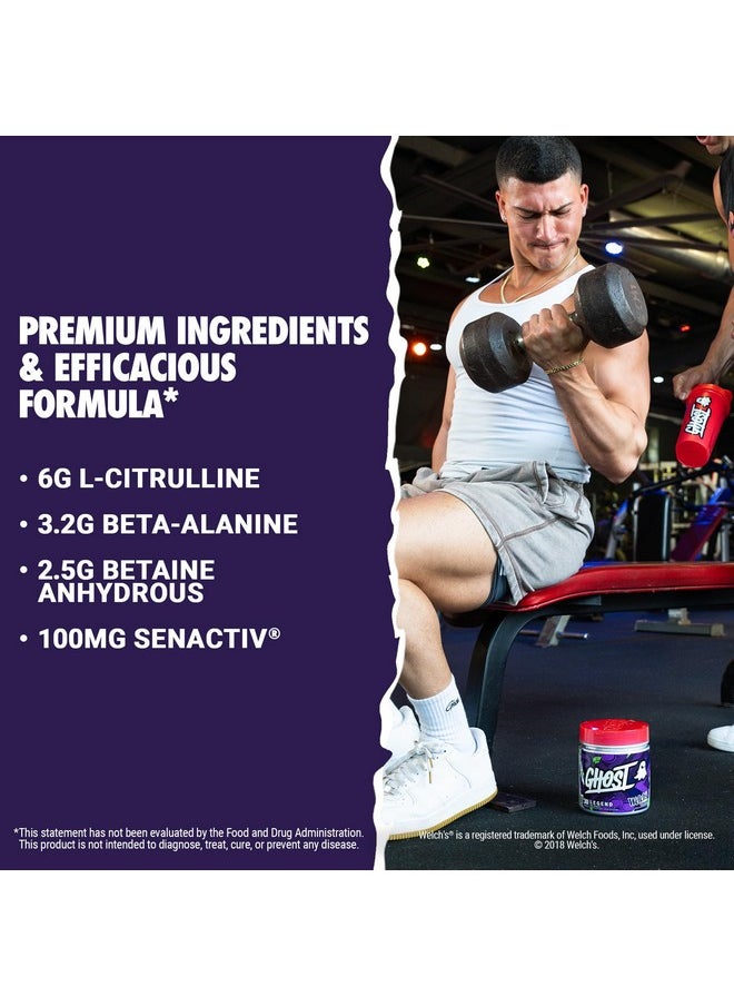 GHOST Legend V4 Pre-Workout Powder, Welch's Grape - 30 Servings - Pre-Workout for Men & Women with Choline, L-Citrulline, & Beta Alanine for Energy & Focus