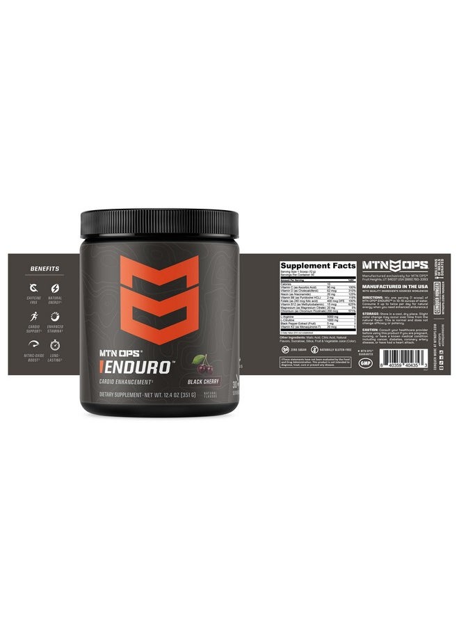 MTN OPS Enduro Nitric Oxide Supplement & Stim-Free Pre Workout - 30 Servings - with Magnesium Citrate, Beet Root Powder, Niacinamide, L Arginine & L Citrulline - Black Cherry Flavor