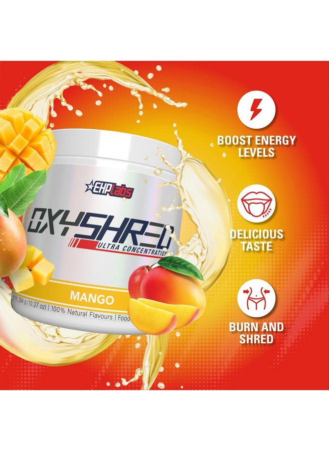 EHP Labs OxyShred Pre Workout Powder - Preworkout Powder with L Glutamine & Acetyl L Carnitine, Energy Boost Drink - Mango, 60 Servings