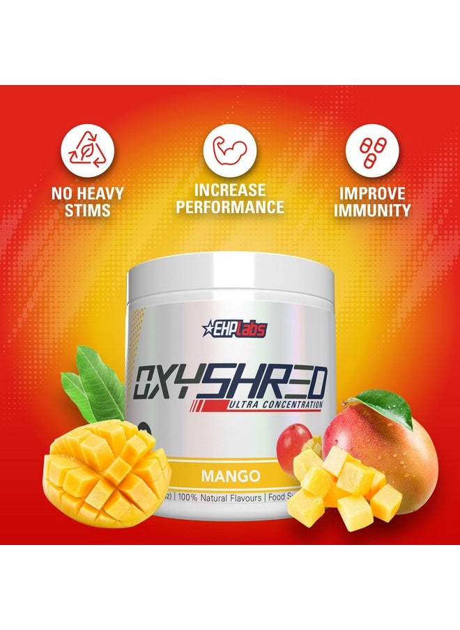 EHP Labs OxyShred Pre Workout Powder - Preworkout Powder with L Glutamine & Acetyl L Carnitine, Energy Boost Drink - Mango, 60 Servings