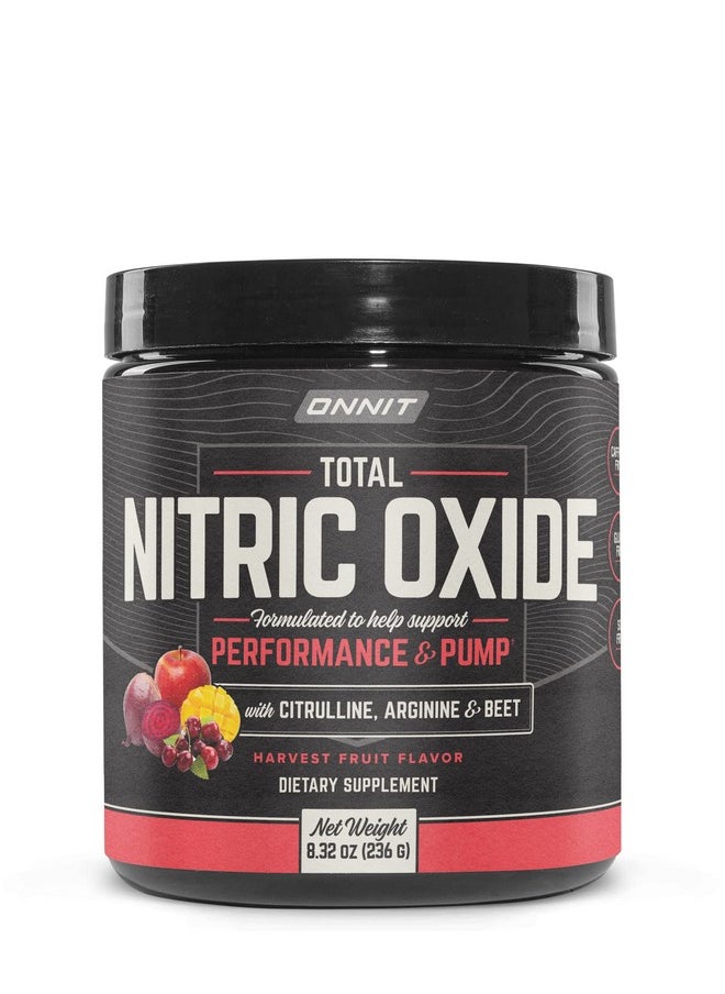 ONNIT Total Nitric Oxide - Caffeine Free Pre Workout Powder w/Beet Root, L Arginine & L Citrulline Malate | Boost Energy & Recovery | Harvest Fruit Flavor