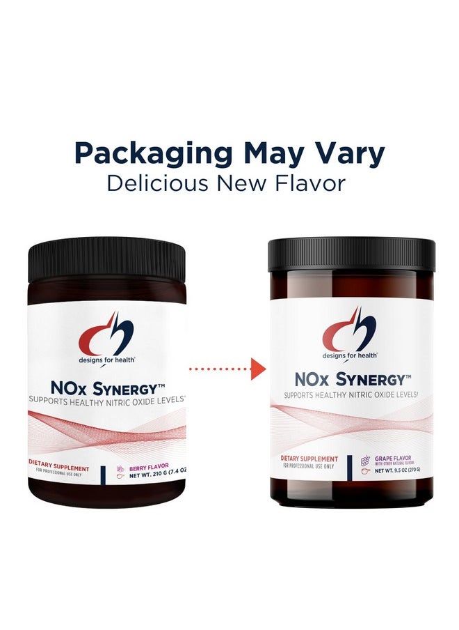 Designs for Health NOx Synergy - Drink Mix Powder to Support Healthy Nitric Oxide Levels - L-Arginine, Creatine, L-Citrulline + More - Pre Workout - Grape Flavor (30 Servings / 270g)